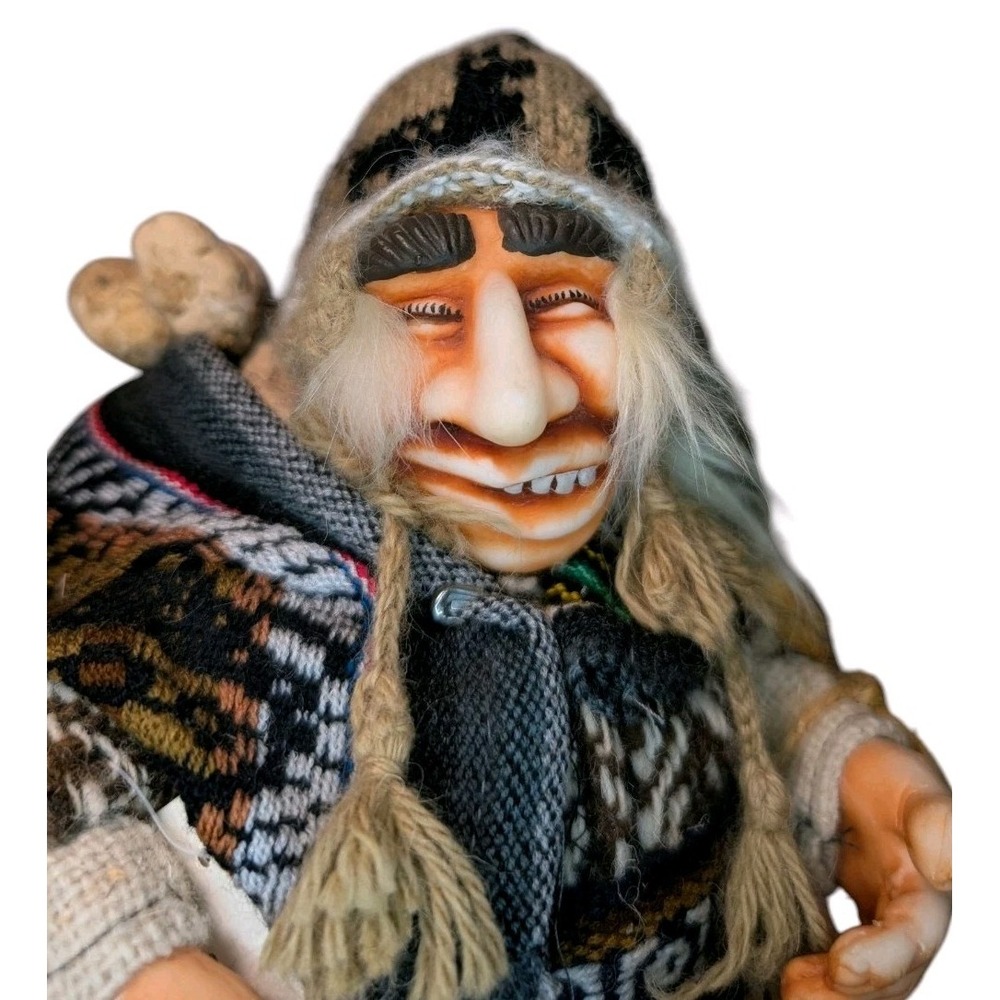 Vtg NWT Peru Andes Textile Man Brings Health Love Riches Handcrafted Alpaca RARE